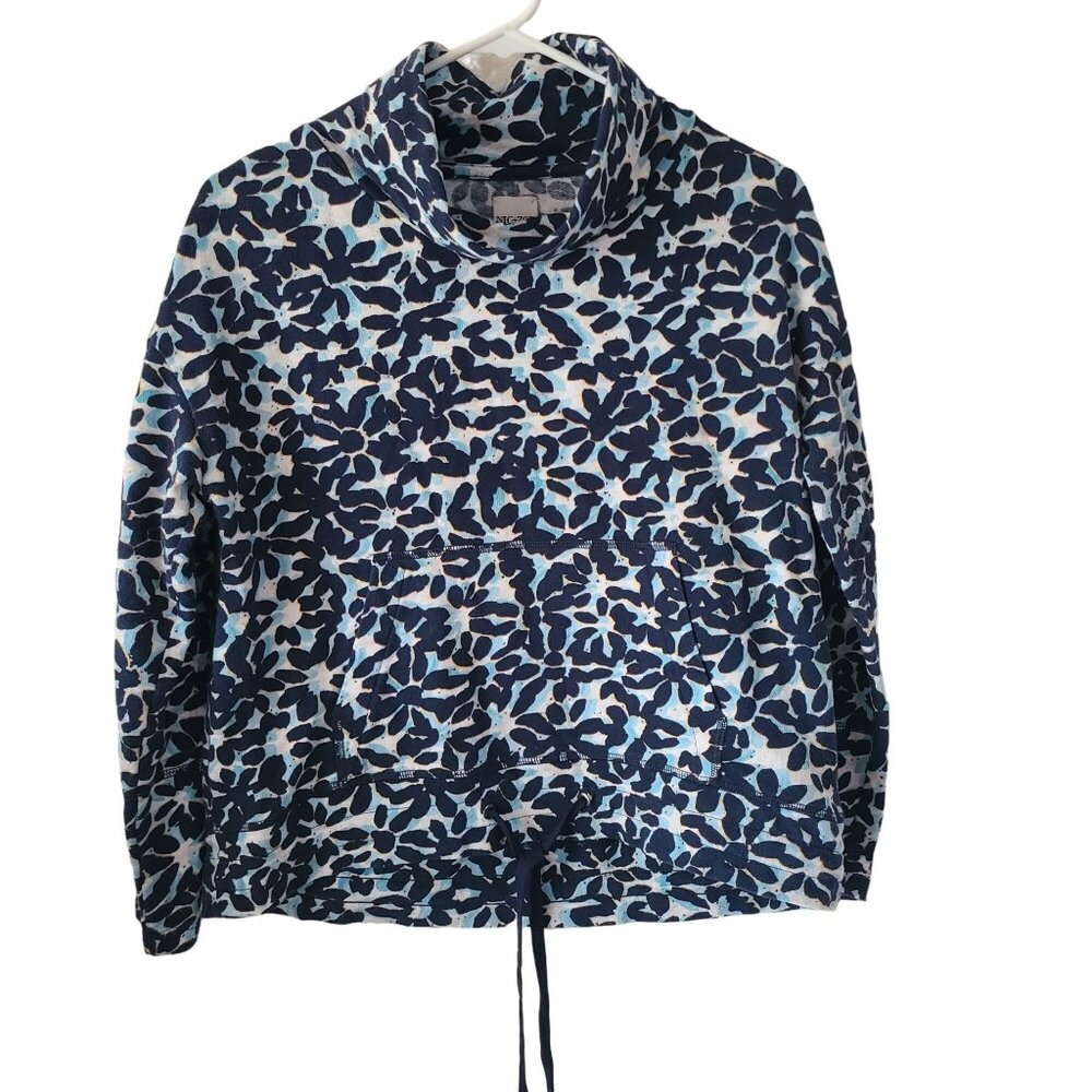 Nic & Zoe US Women's Size PP 100% Cotton Mock Neck Sweatshirt Floral Casual